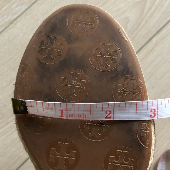 Tory Burch Macy Wedge Platform Espadrille Linen Beige Sandals Women’s Size 6.5 - Picture 8 of 9